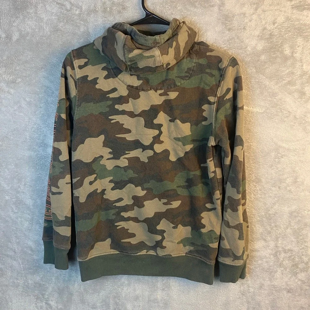 Levi's Boys Hoodie Large 12-13 Camo Pullover Sweatshirt Logo Green